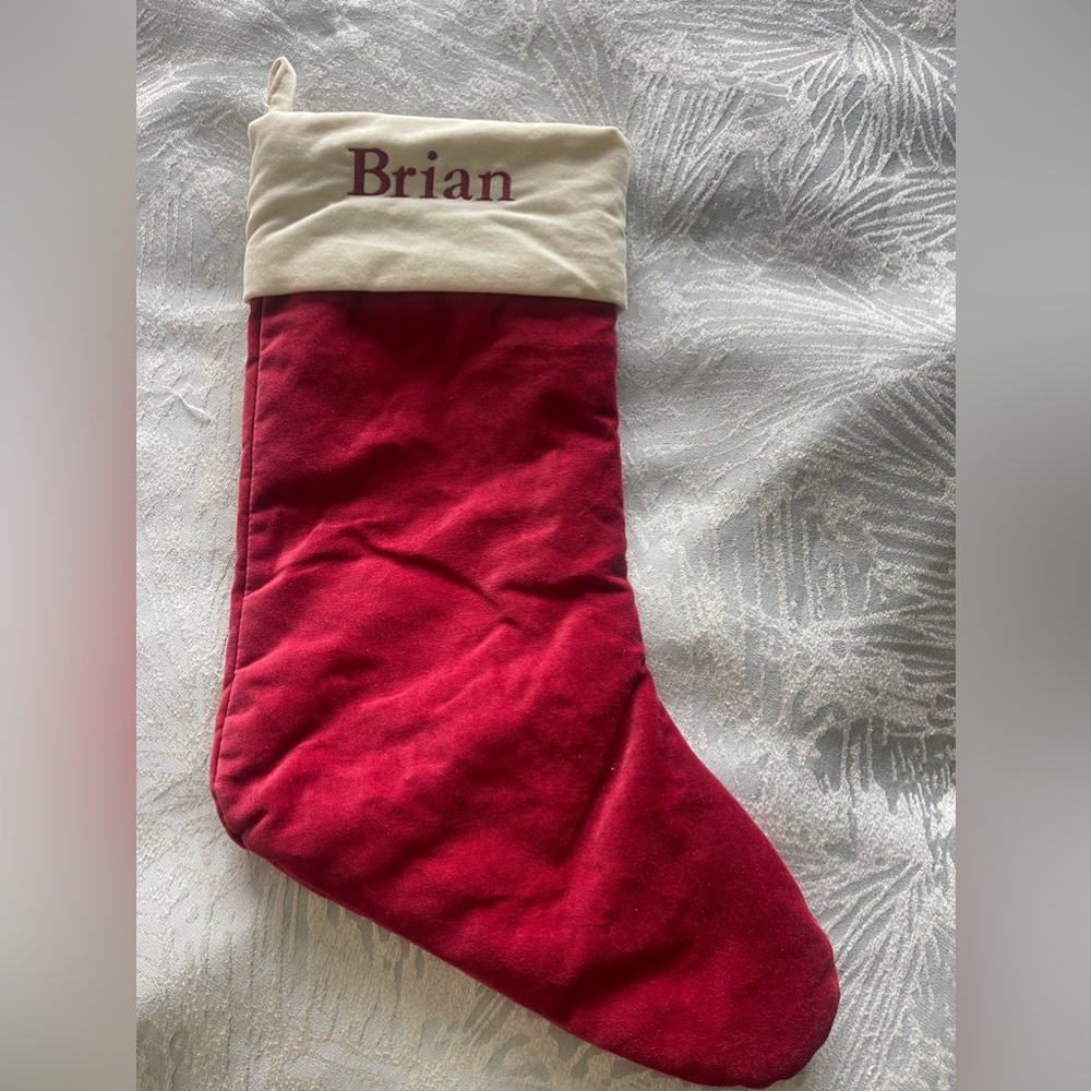 Pottery Barn classic velvet stocking “Brian”